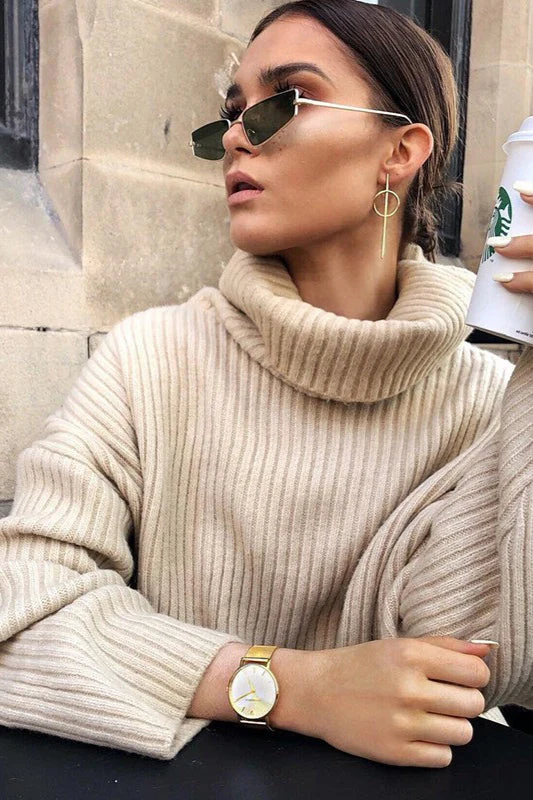 High Neck Loose Knit Sweater - Image 2