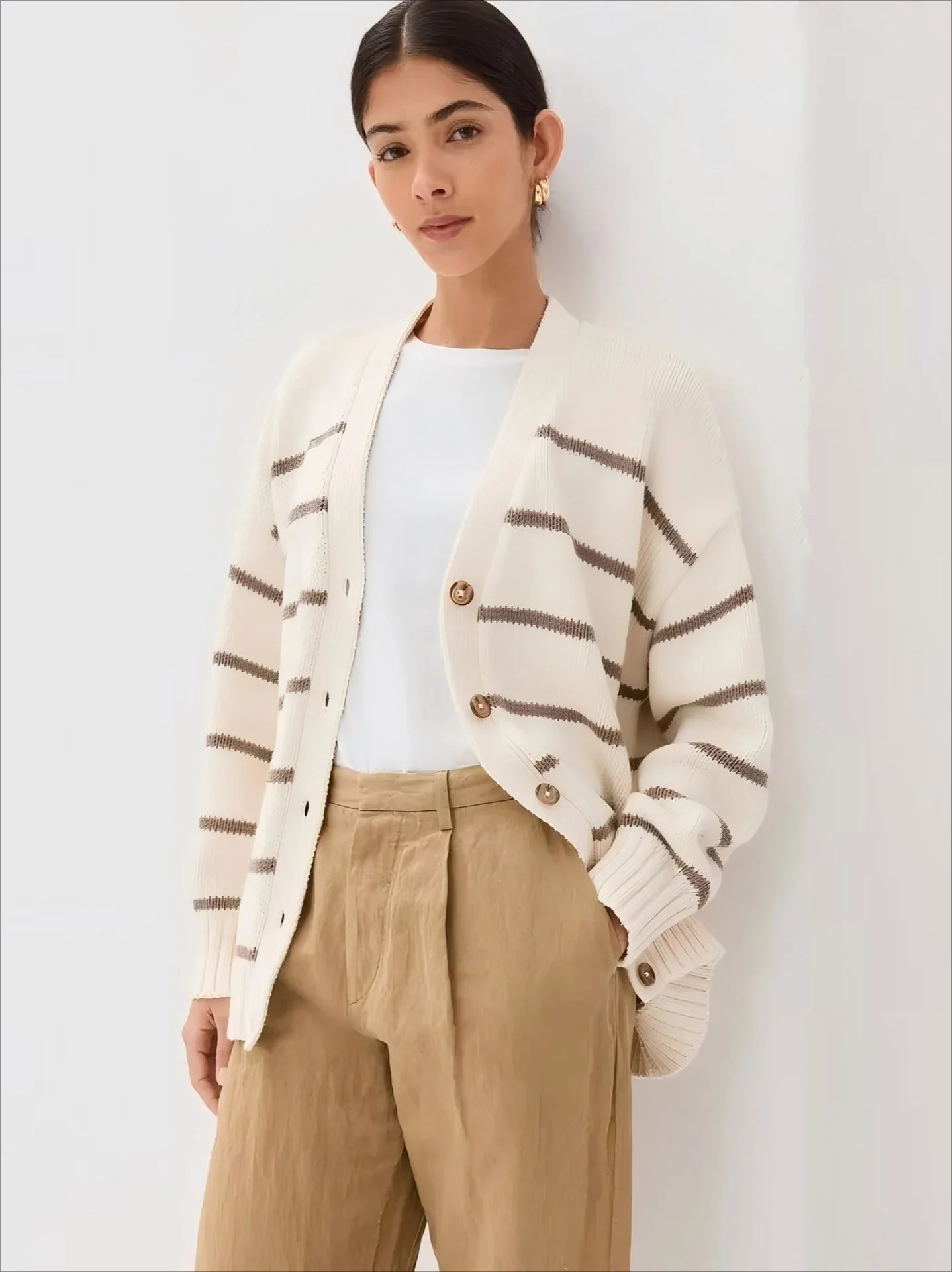 Striped Loose Knit Cardigan - Image 11