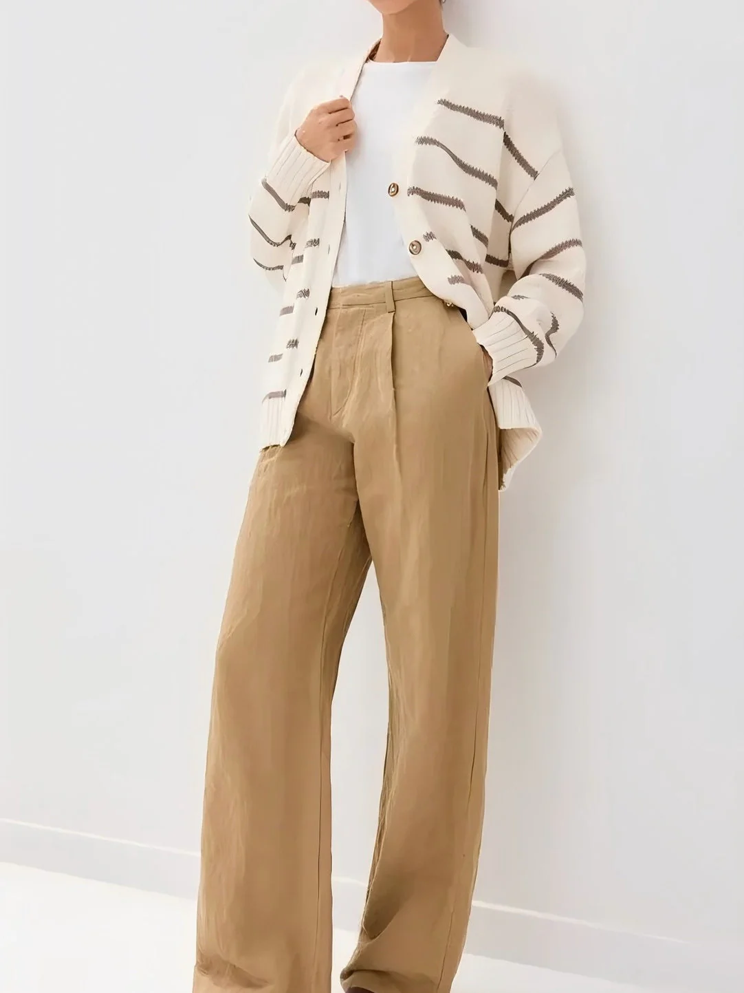 Striped Loose Knit Cardigan - Image 12