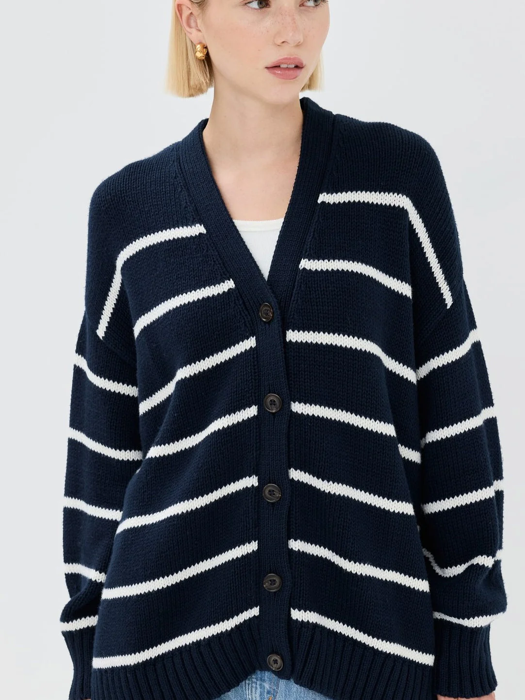 Striped Loose Knit Cardigan - Image 4
