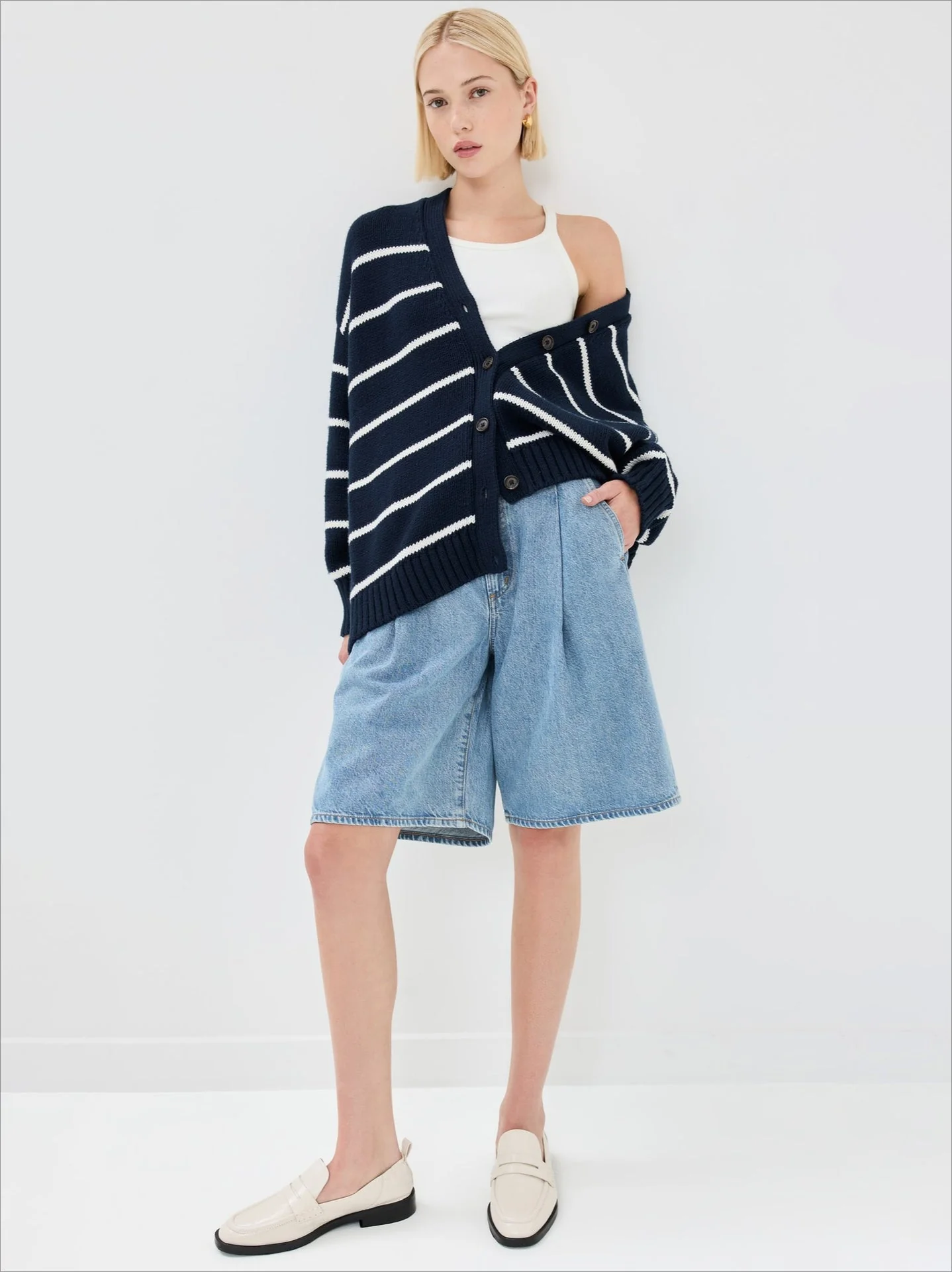 Striped Loose Knit Cardigan - Image 5