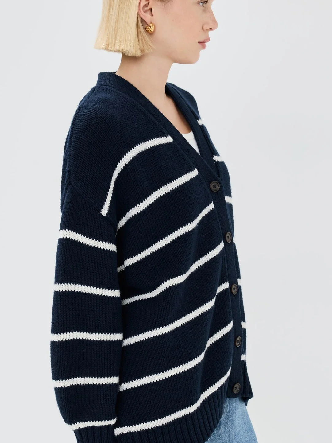 Striped Loose Knit Cardigan - Image 6