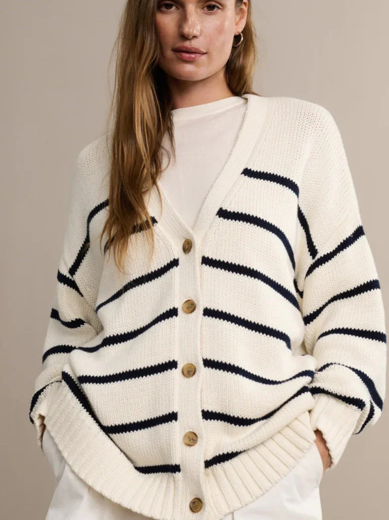 Striped Loose Knit Cardigan - Image 8