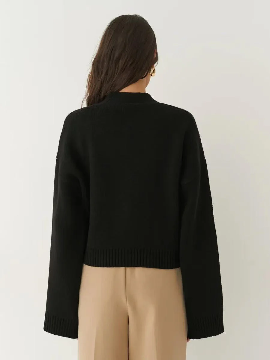 Custom Solid Color V-Neck Loose Knit Cardigan - Image 4