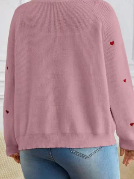 Heart Embroidery V-Neck Knit Cardigan - Image 12