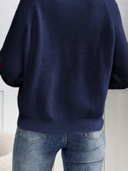 Heart Embroidery V-Neck Knit Cardigan - Image 8