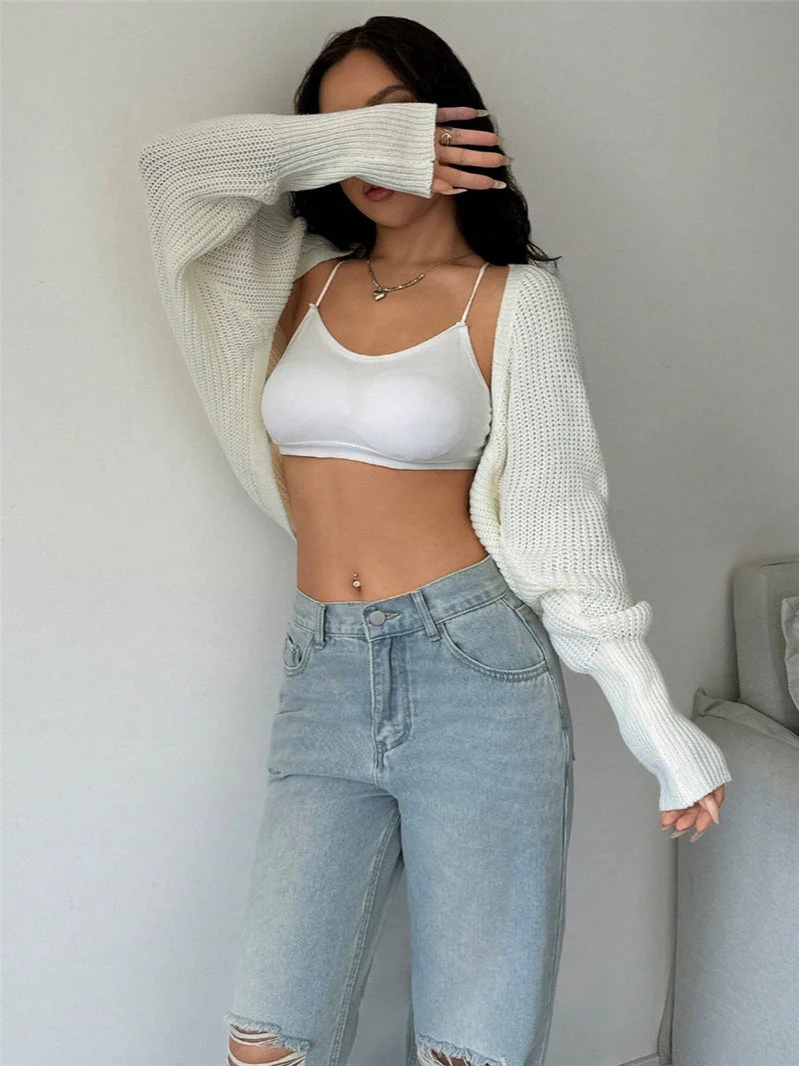 Loose Fit Knit Shrug Cardigan - Image 8