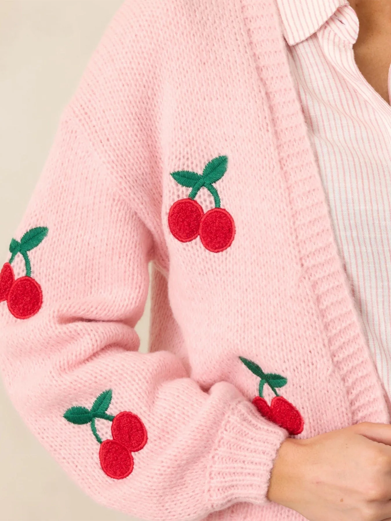 Embroidered Long Sleeve Knit Cardigan - Image 3