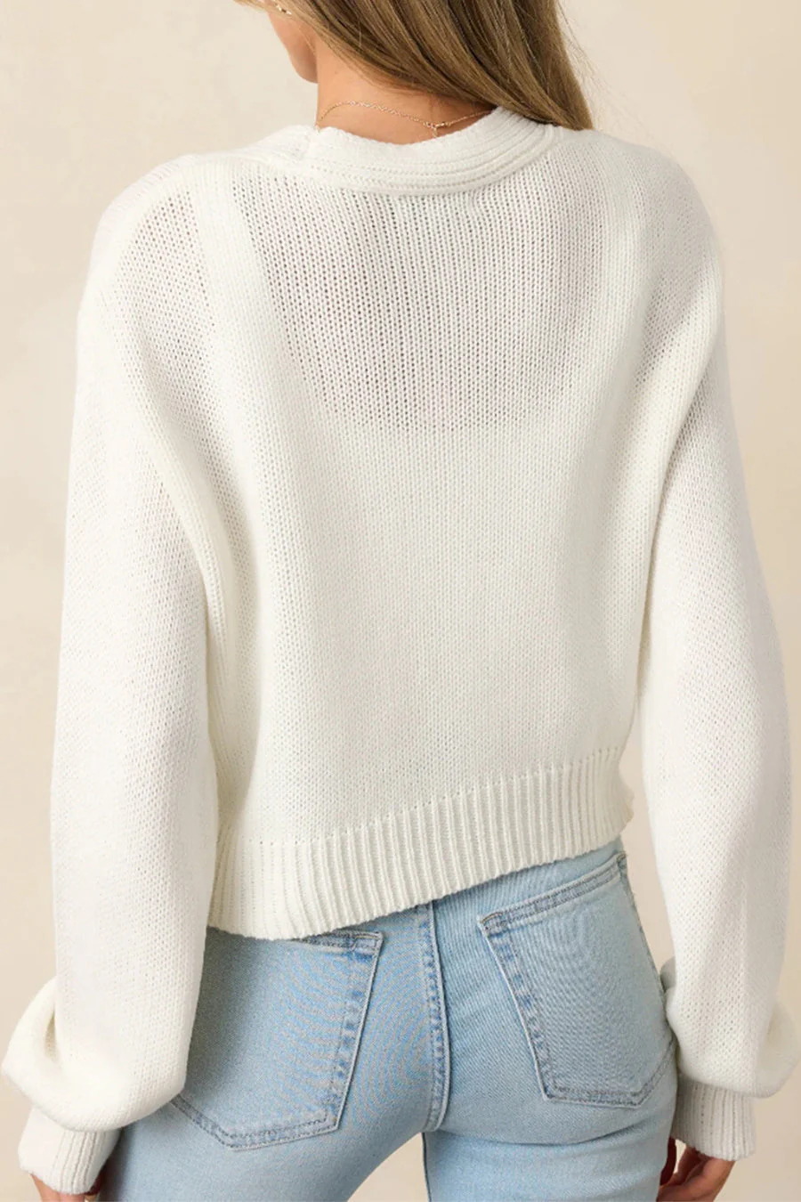 3D Flower Buttoned Knit Cardigan - Image 3