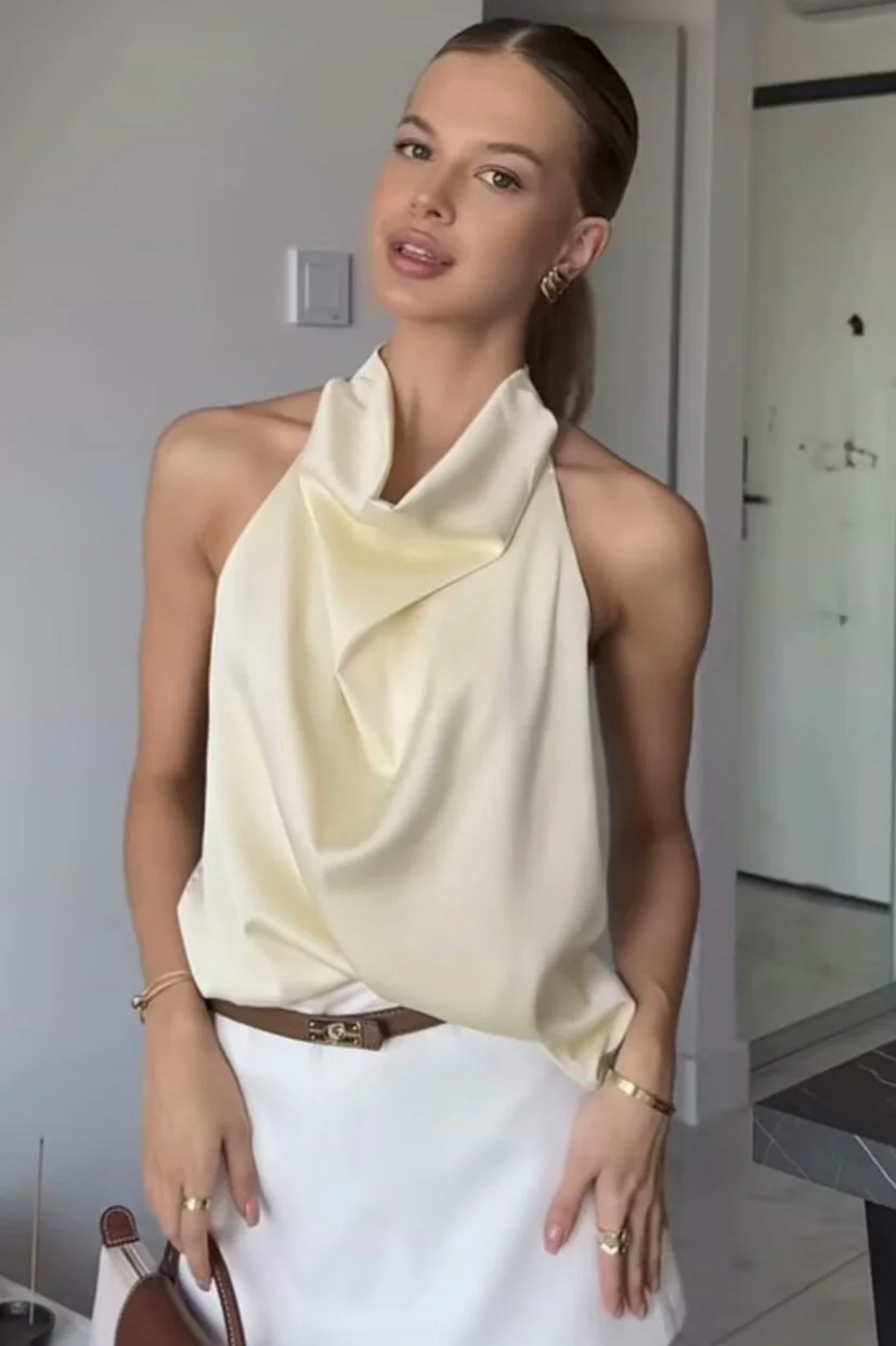 Satin Halter Top with Elegant Design - Image 3