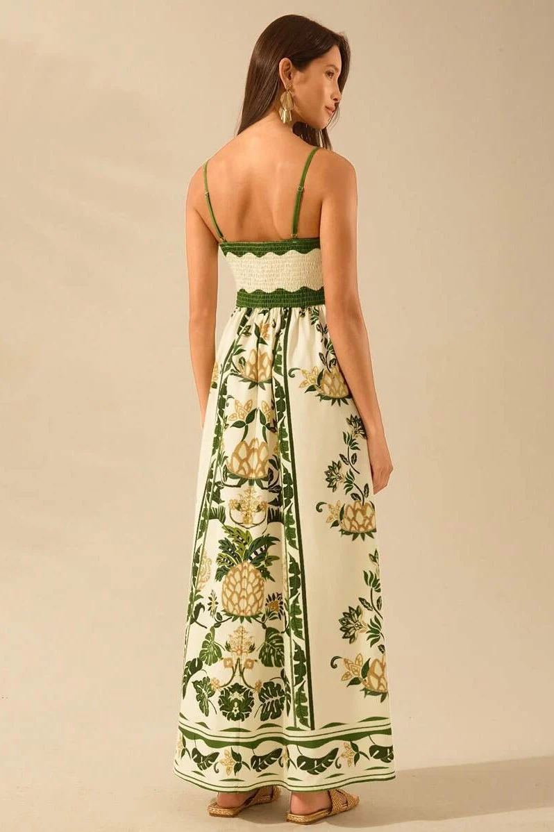 Tropical Floral Ruffle Beach Boho Dress - Image 2