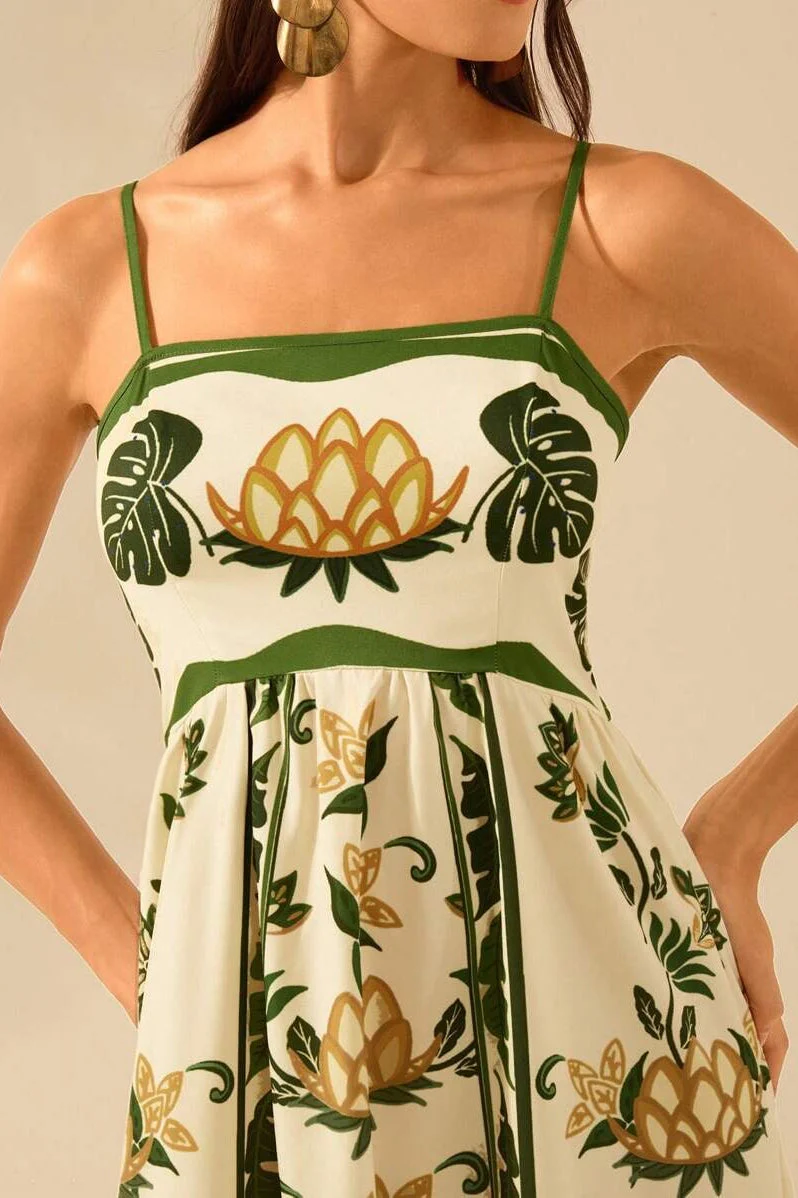 Tropical Floral Ruffle Beach Boho Dress - Image 3