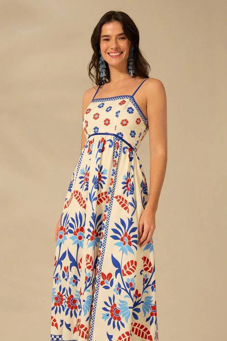 Tropical Floral Ruffle Beach Boho Dress - Image 4