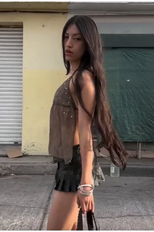 Embroidered Mesh Tank Top with Rhinestones - Image 4