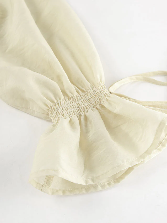 Ruffled Hem Tie Front Cardigan & Shorts Set Blouse - Image 4