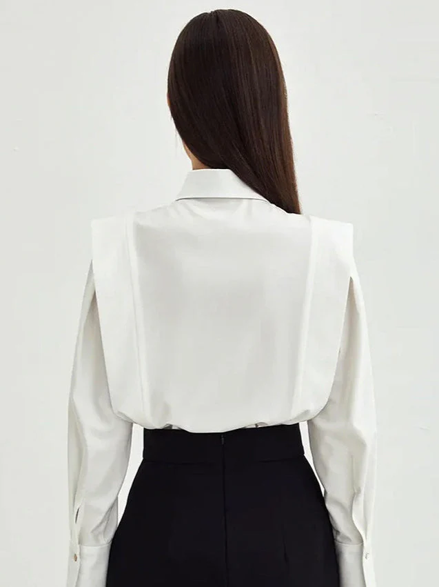 Structured Square Shoulder Panelled Blouse - Image 12