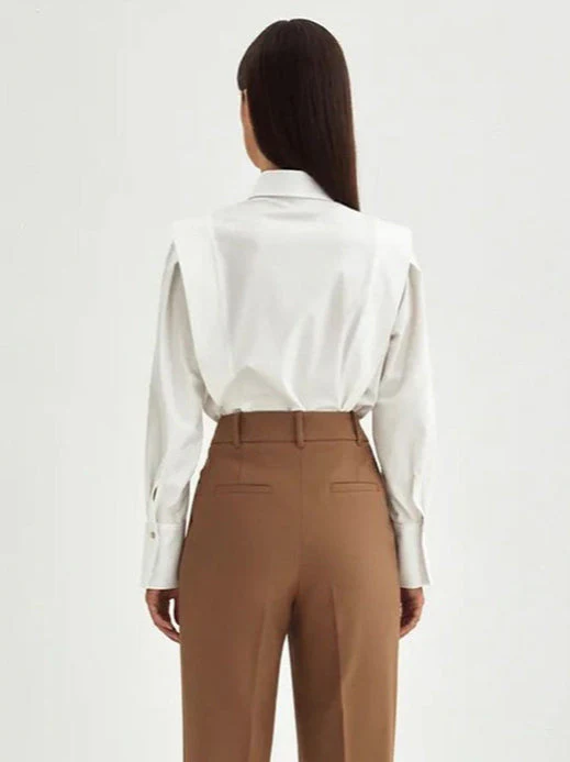 Structured Square Shoulder Panelled Blouse - Image 15