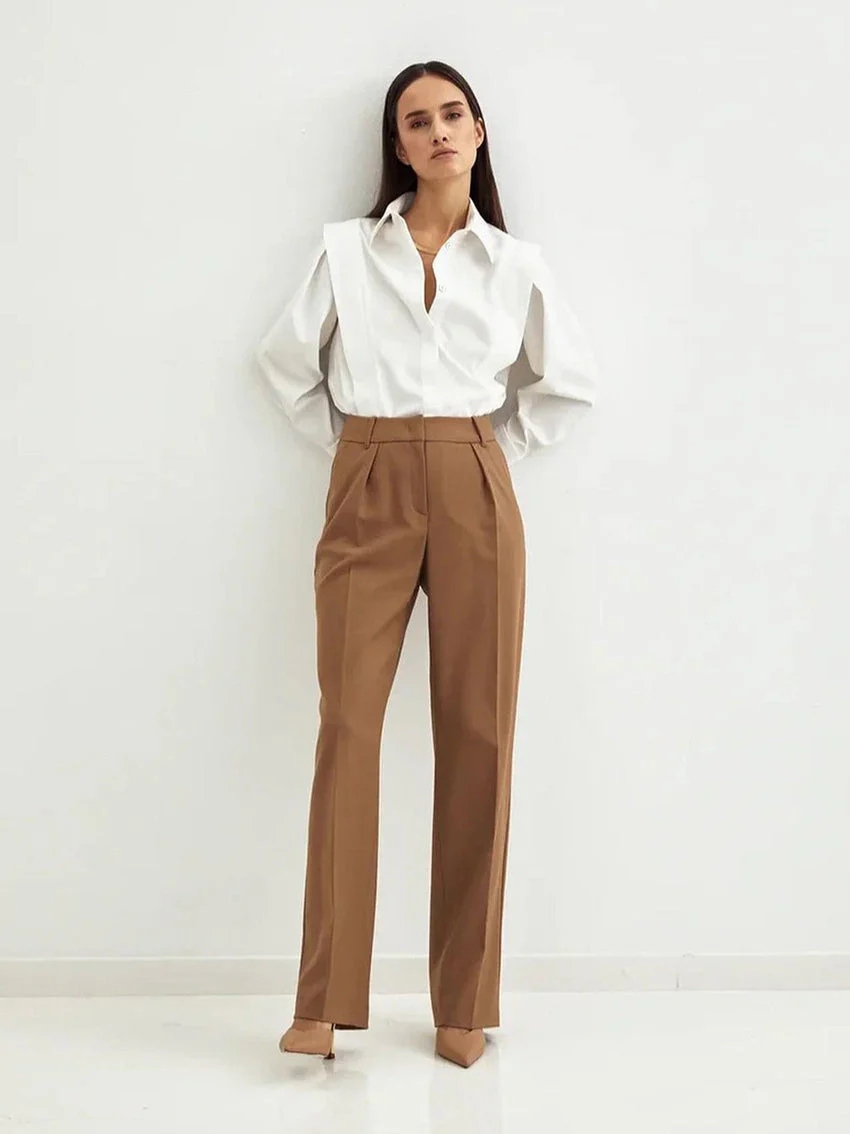 Structured Square Shoulder Panelled Blouse - Image 16