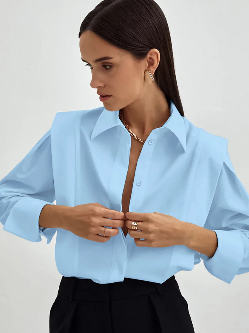 Structured Square Shoulder Panelled Blouse - Image 3