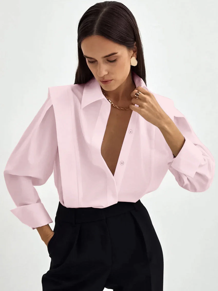 Structured Square Shoulder Panelled Blouse - Image 4
