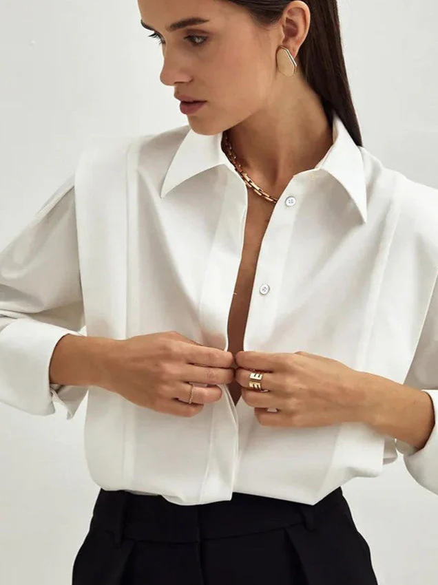 Structured Square Shoulder Panelled Blouse - Image 9