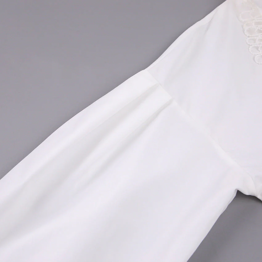 Ruffled Deep V-Neck Lace Trim Blouse - Image 6