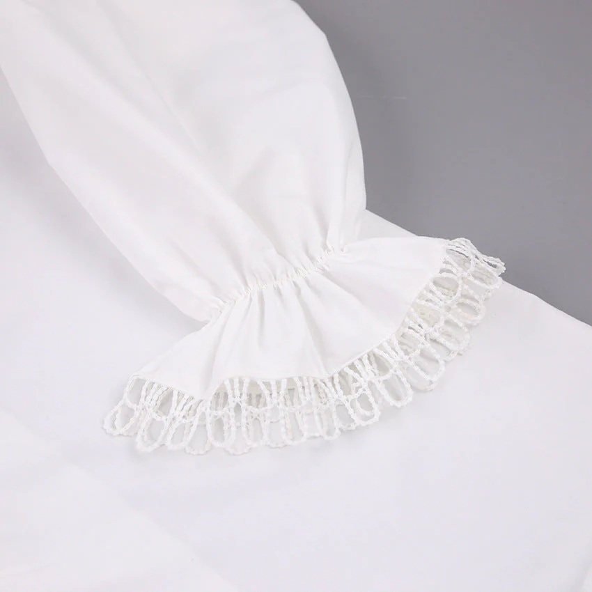 Ruffled Deep V-Neck Lace Trim Blouse - Image 7