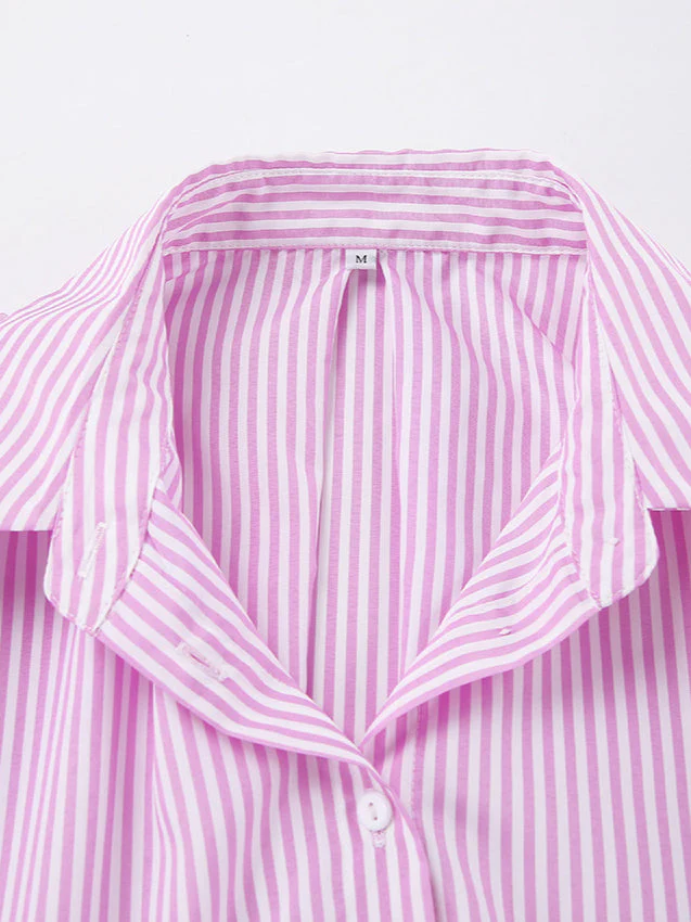 Striped Tie Waist Long Sleeve Blouse - Image 6