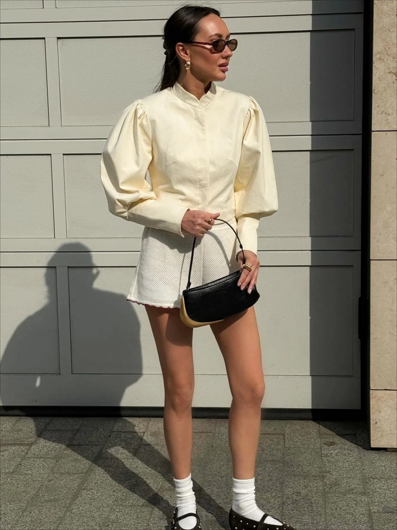 Stand Collar Puff Sleeve Blouse - Image 6