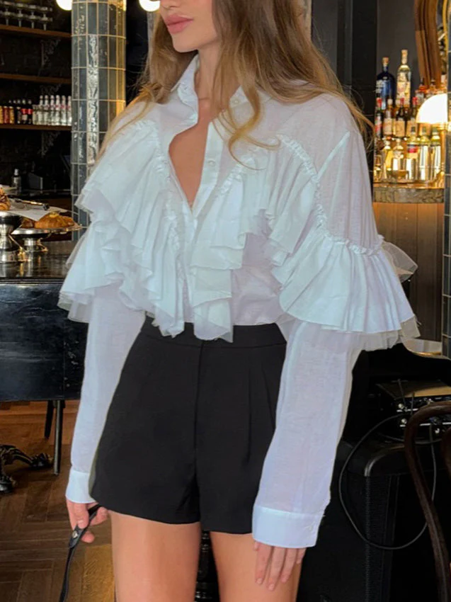 Layered Ruffled Long Sleeve Blouse - Image 4