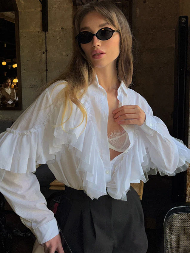 Layered Ruffled Long Sleeve Blouse - Image 5
