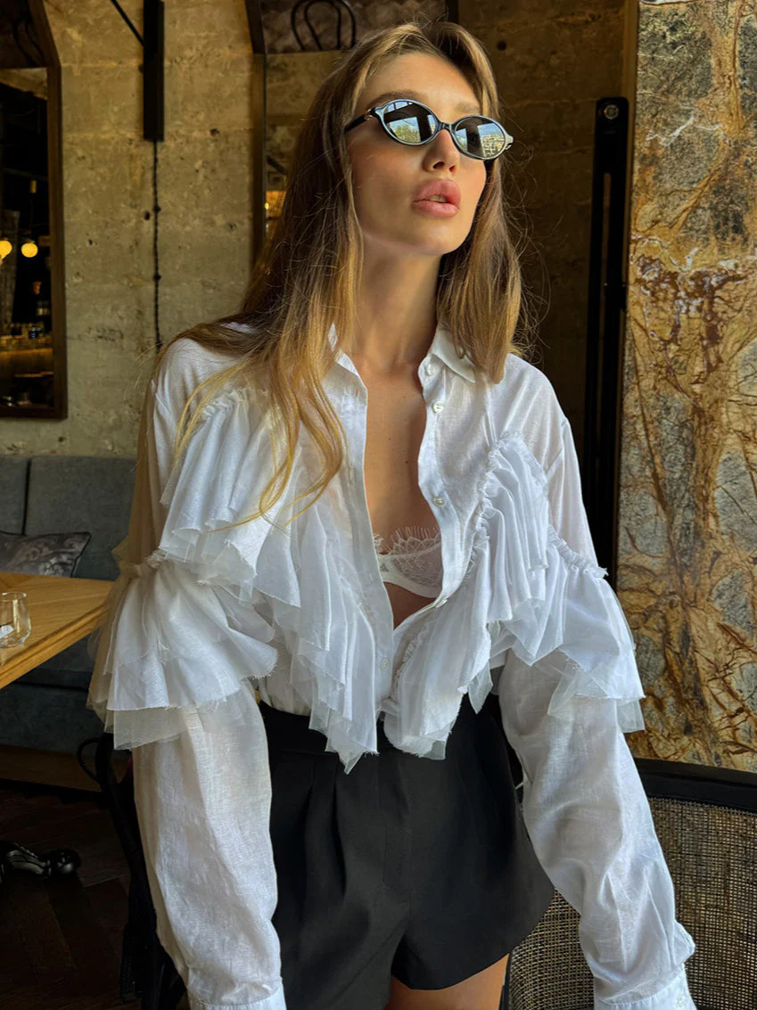 Layered Ruffled Long Sleeve Blouse - Image 6