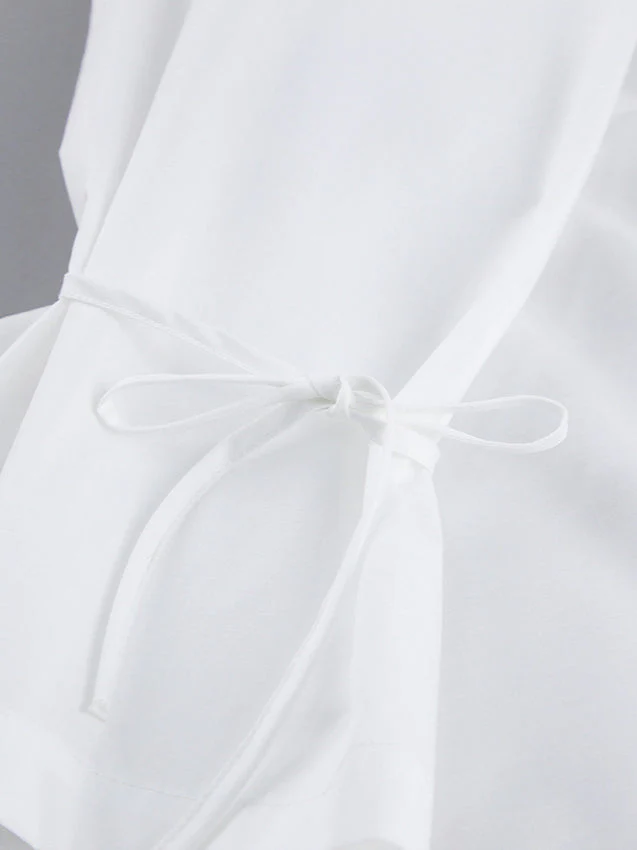 Bow Tie Long Sleeve White Blouse - Image 11