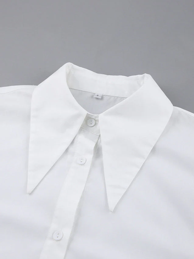 Bow Tie Long Sleeve White Blouse - Image 9