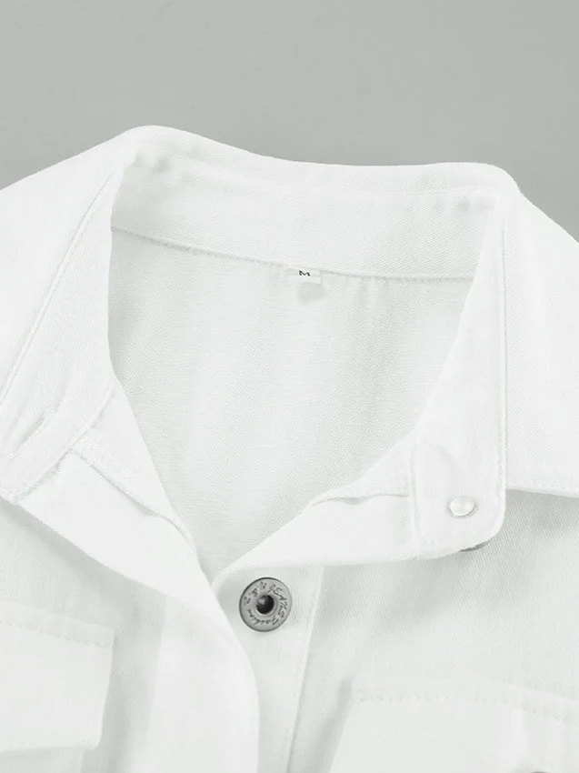 Cotton Belted White Utility Blouse - Image 11