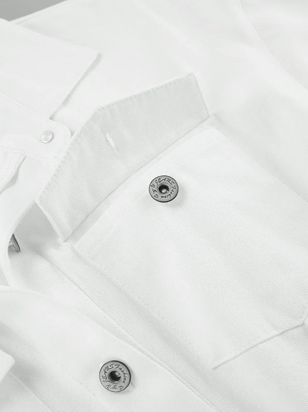 Cotton Belted White Utility Blouse - Image 2
