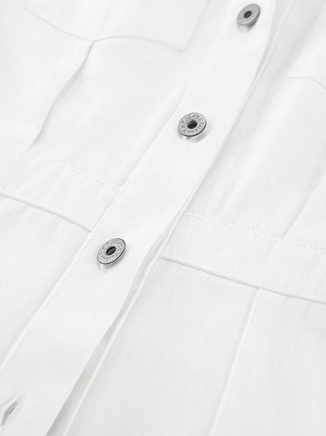 Cotton Belted White Utility Blouse - Image 3