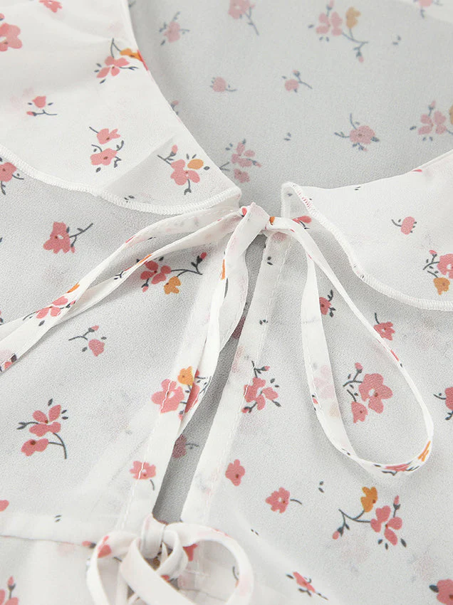 Floral Ruffled V-Neck Slim Fit Blouse - Image 11