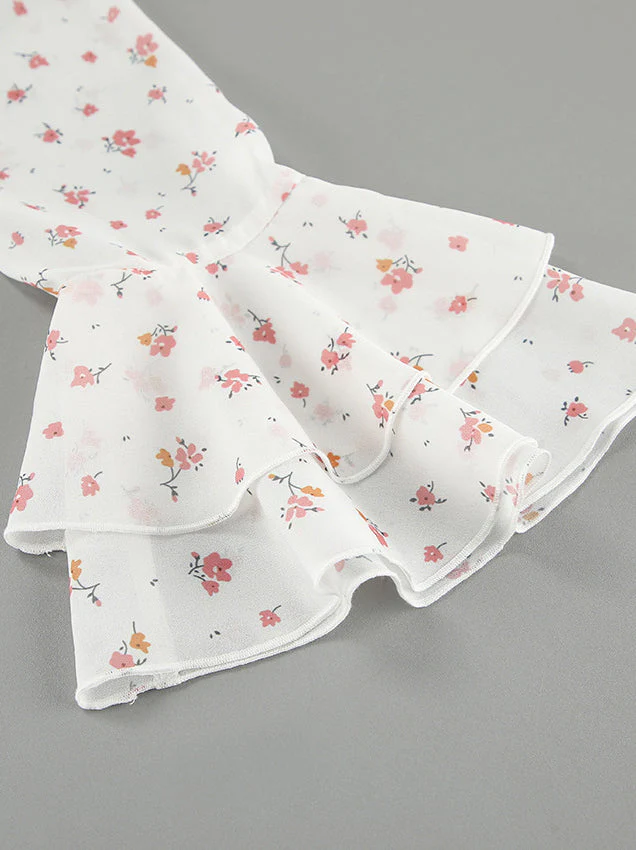 Floral Ruffled V-Neck Slim Fit Blouse - Image 2