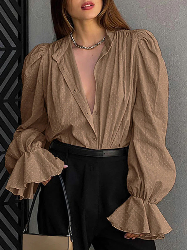 Jacquard Puff Sleeve Blouse - Image 4