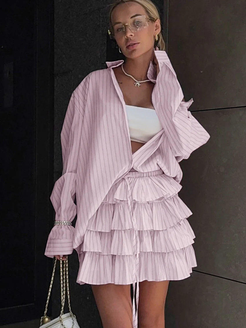 Chic Striped Blouse and Layered Blouse - Image 5