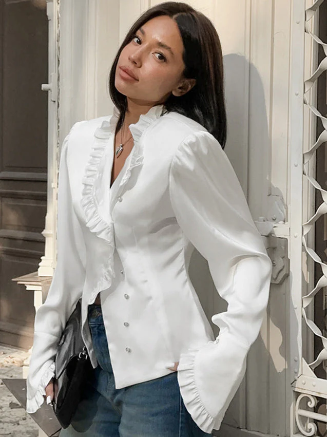 Ruffled Victorian Style Fitted Blouse - Image 10
