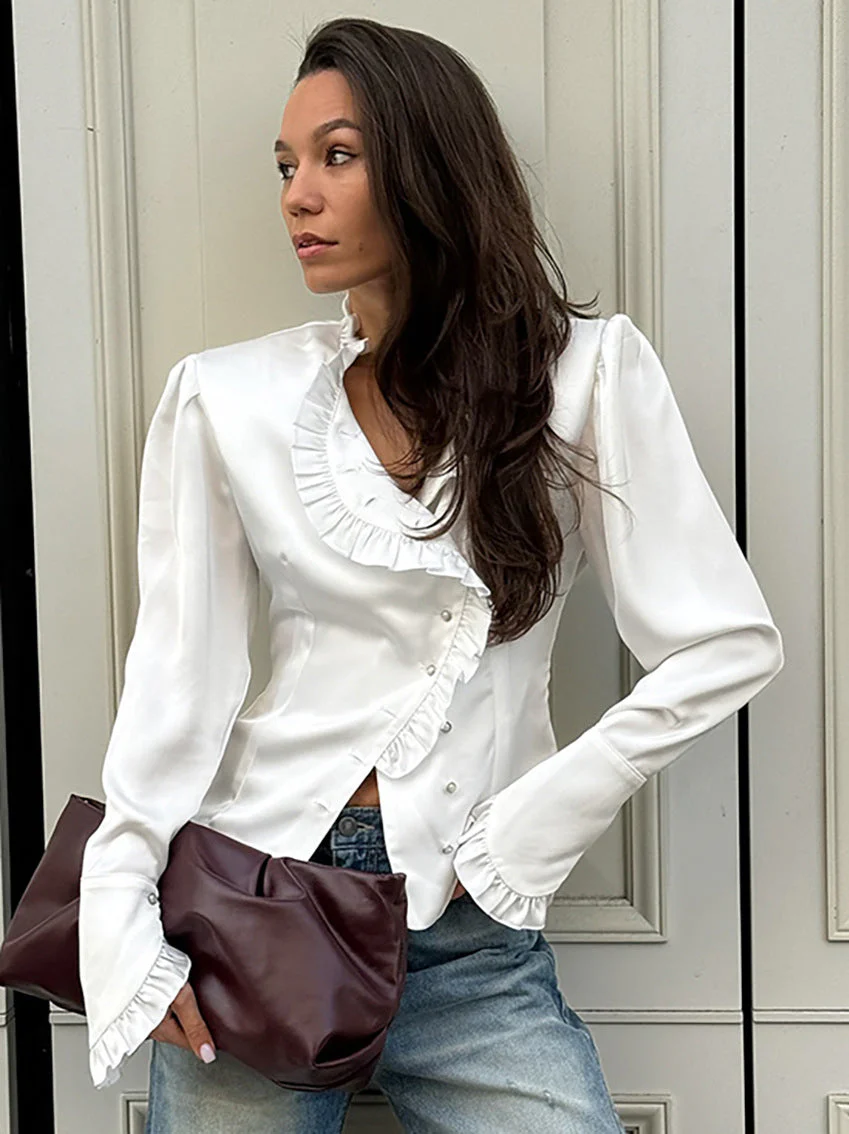 Ruffled Victorian Style Fitted Blouse - Image 13