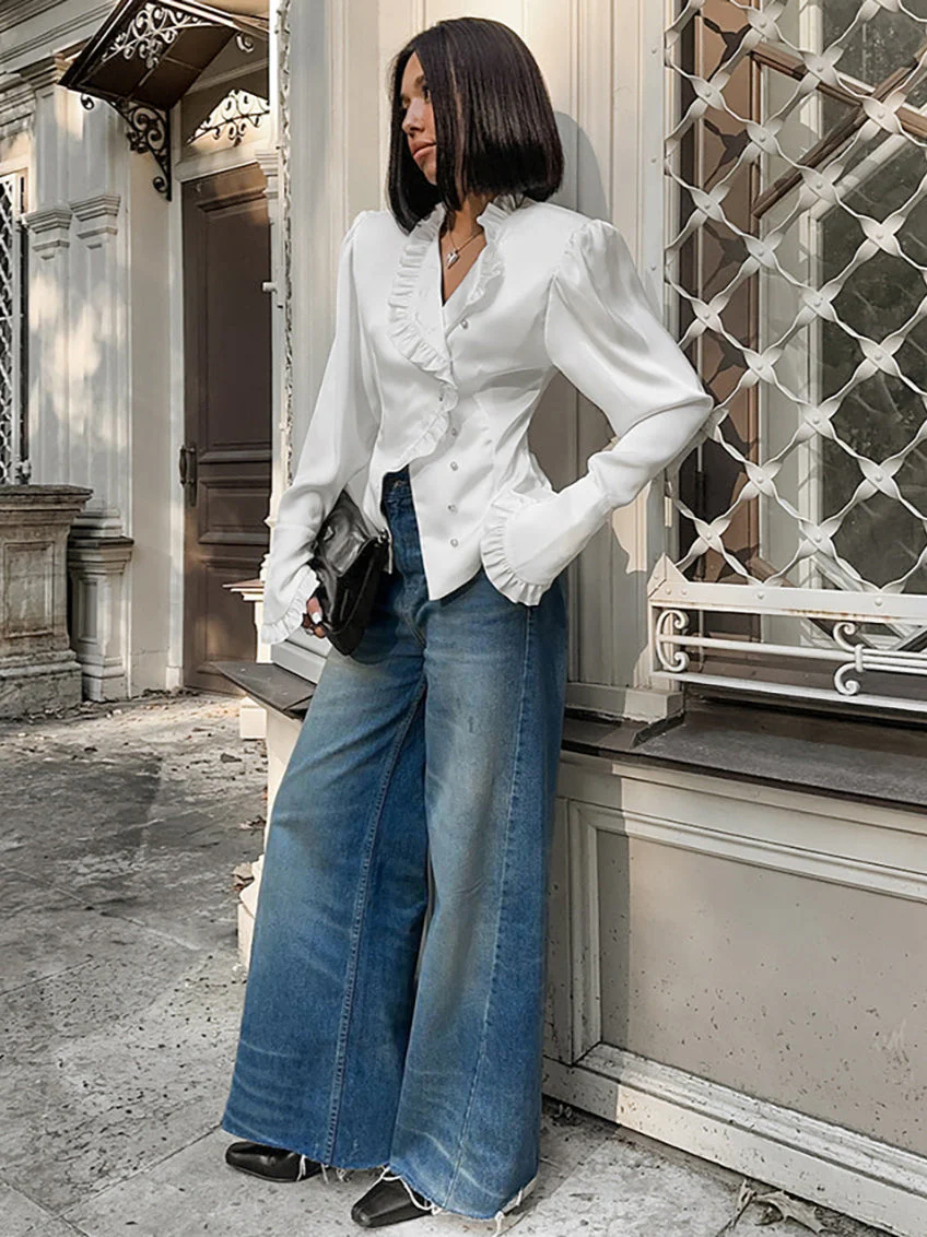 Ruffled Victorian Style Fitted Blouse - Image 15