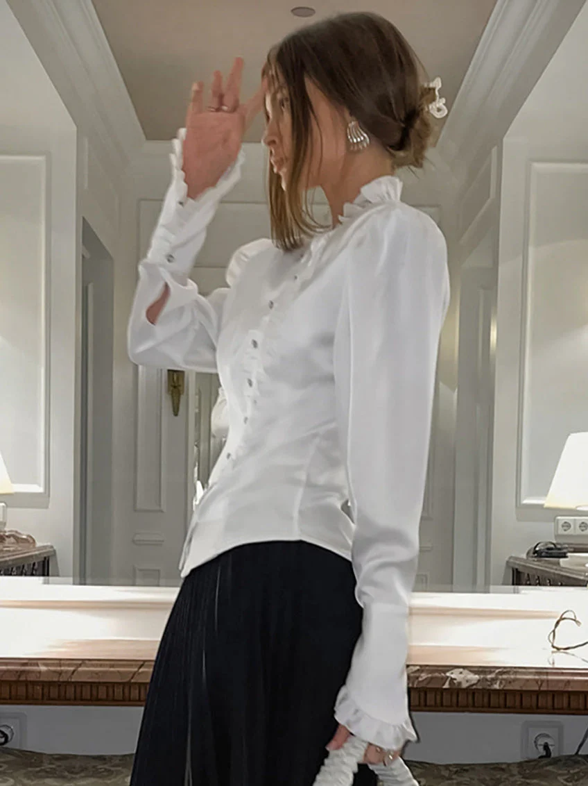 Ruffled Victorian Style Fitted Blouse - Image 16