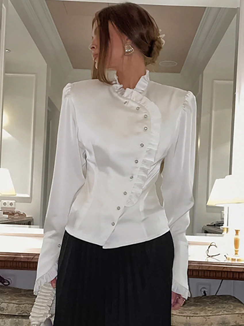 Ruffled Victorian Style Fitted Blouse - Image 3