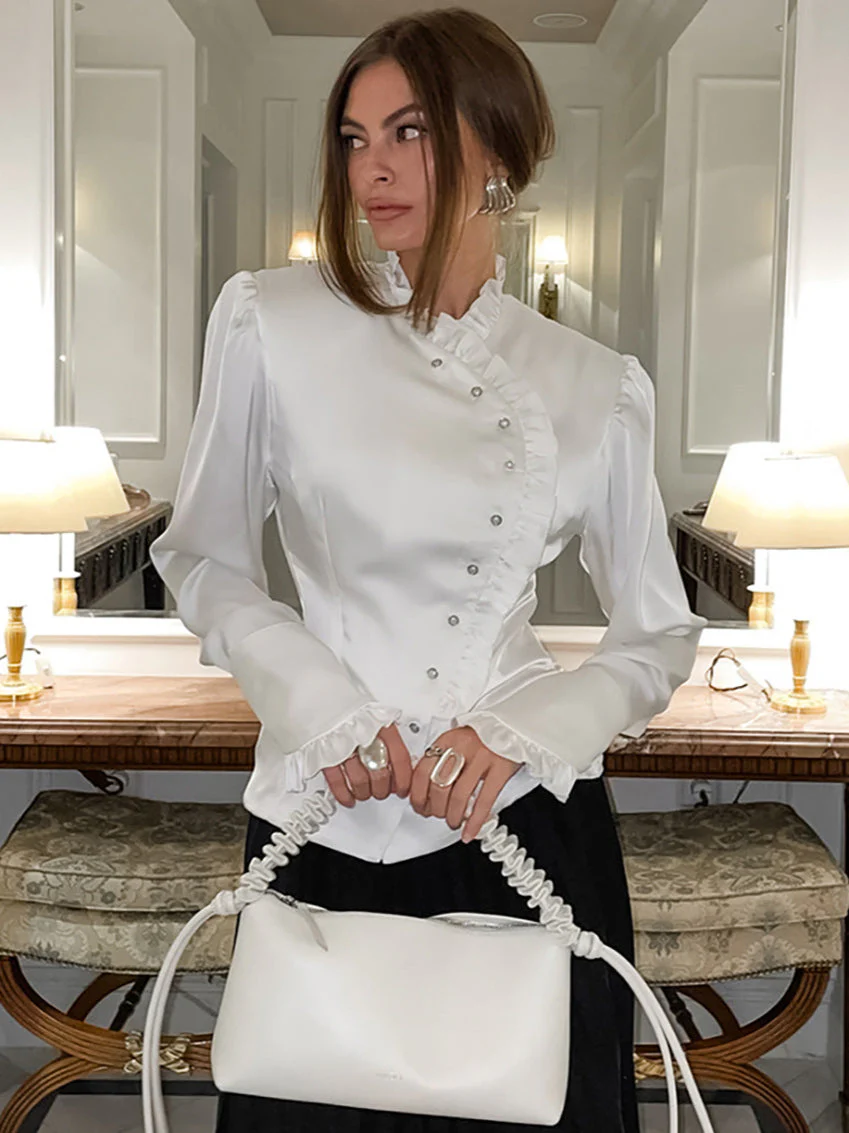 Ruffled Victorian Style Fitted Blouse - Image 4