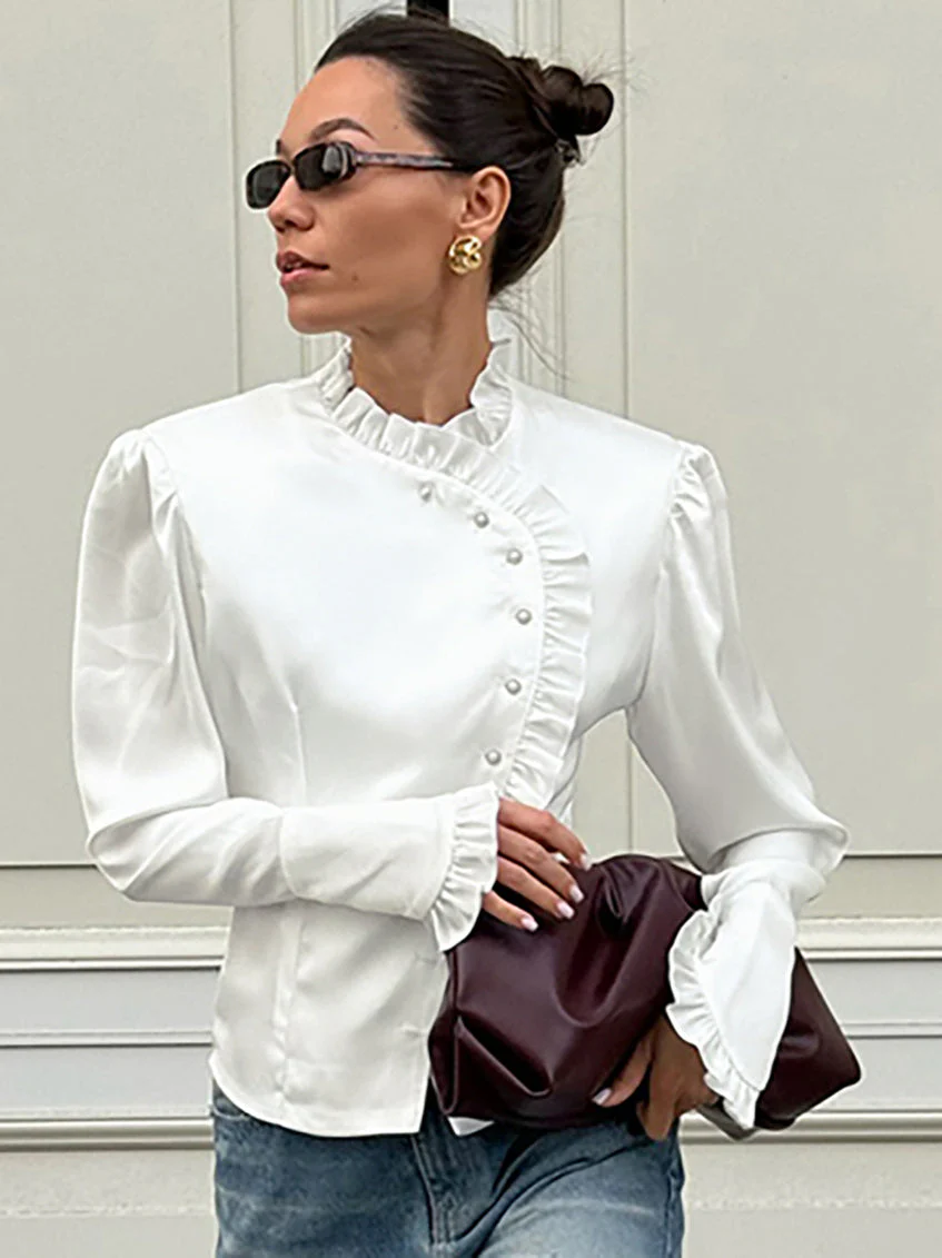 Ruffled Victorian Style Fitted Blouse - Image 5