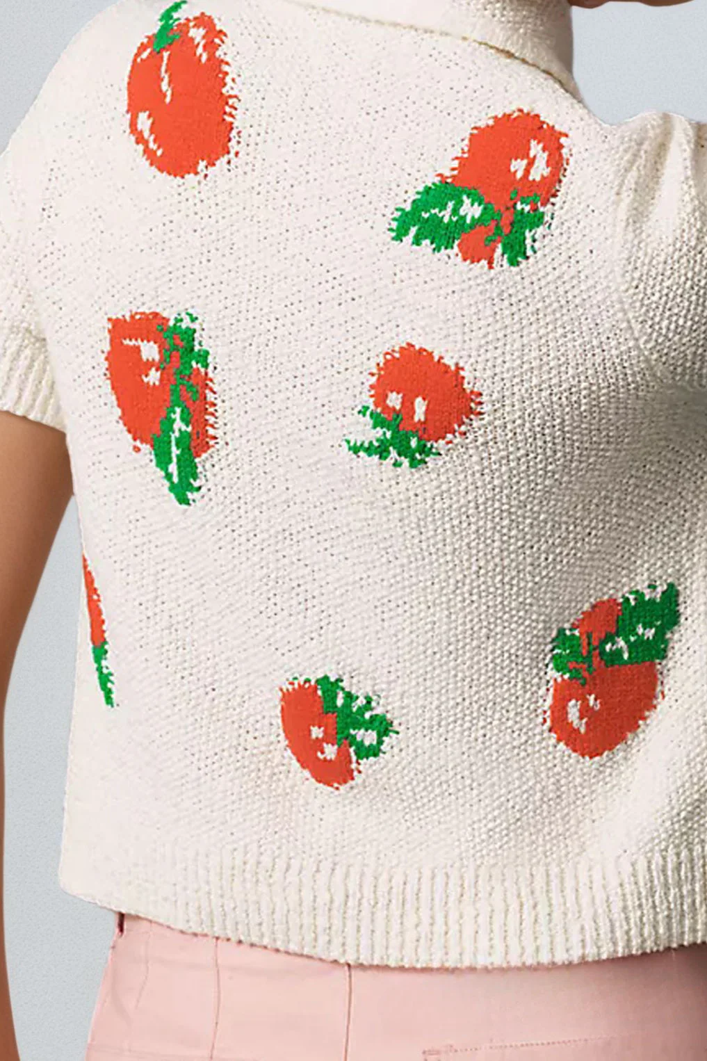 Jacquard Short Sleeve Knit Cardigan - Image 3