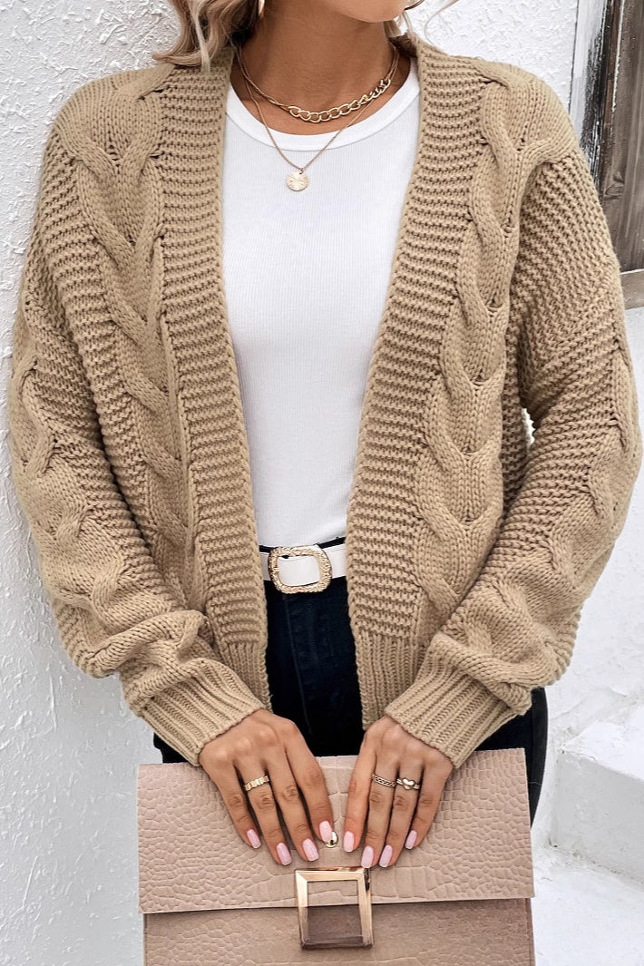 Ribbed Solid Color Long Sleeve Knit Cardigan - Image 2